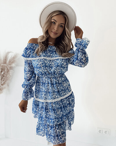 Royalfashion Ženska cvetlična mini obleka a'la hiszpana
