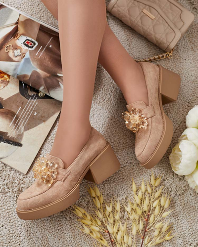 Royalfashion Ženski mokasini Pegorani z visoko peto peto