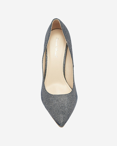 Royalfashion Grafitowe holograficzne damskie czółenka na szpilce Soddo