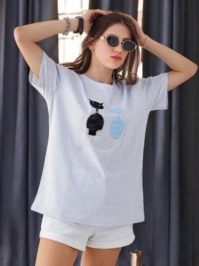 Royalfashion bombažna ženska majica s kitteni
