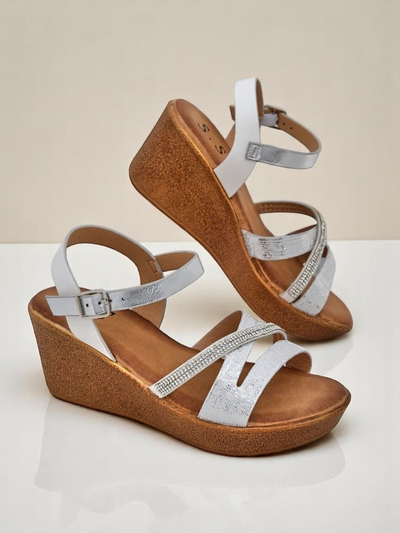 Royalfashion Ženske wedge sandale z diamanti in bleščicami Eclat