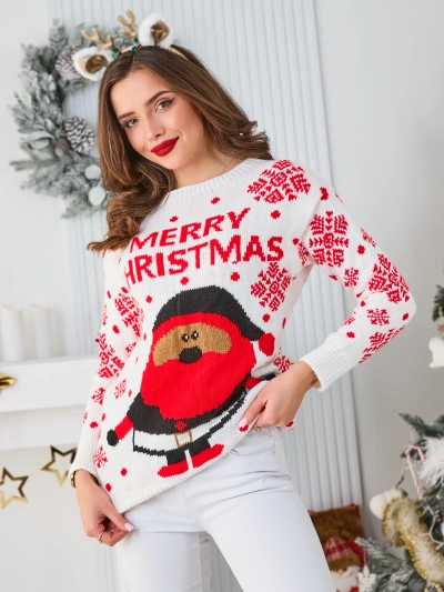 Royalfashion Ženski božični pulover z Božičkom