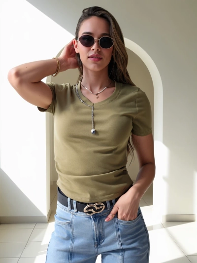 Royalfashion Ženski bombažni crop top