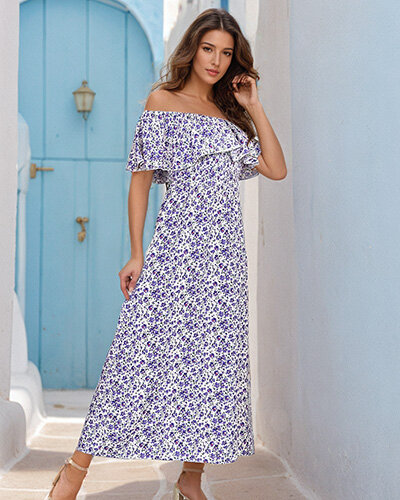 Royalfashion Ženska midi obleka a'la hiszpanka