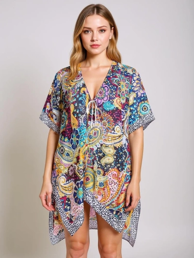 Sukienka Pareo Ariadna Royalfashion, večbarvna, V-izrez