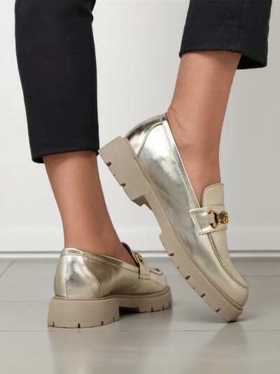 Royalfashion Ženske mokasine pozlačene Goldlove