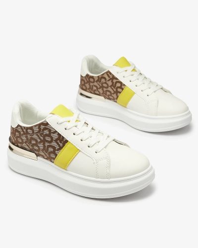 Royalfashion Beli in rjavi ženski športni copati Mlysio