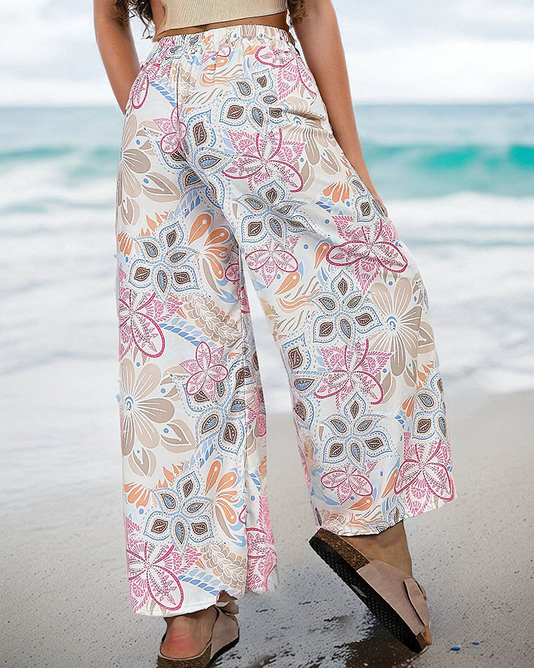Royalfashion Ženske široke hlače z vzorcem