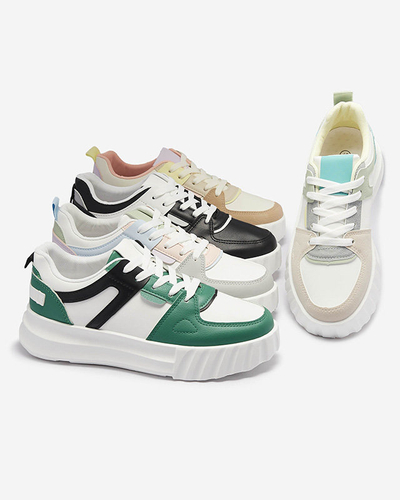 Royalfashion Eko-skórzane damskie czarne casualowe buty sportowe z białymi wstawkami Netiris