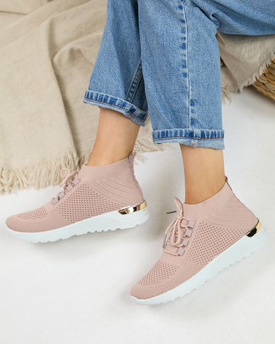 Royalfashion Damskie różowe tkaninowe buty sportowe Bamggy