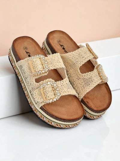 Royalfashion ženski natikači z bleščečimi sponkami GlamCork