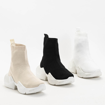 Royalfashion Beżowe damskie wysokie sportowe buty Gohi