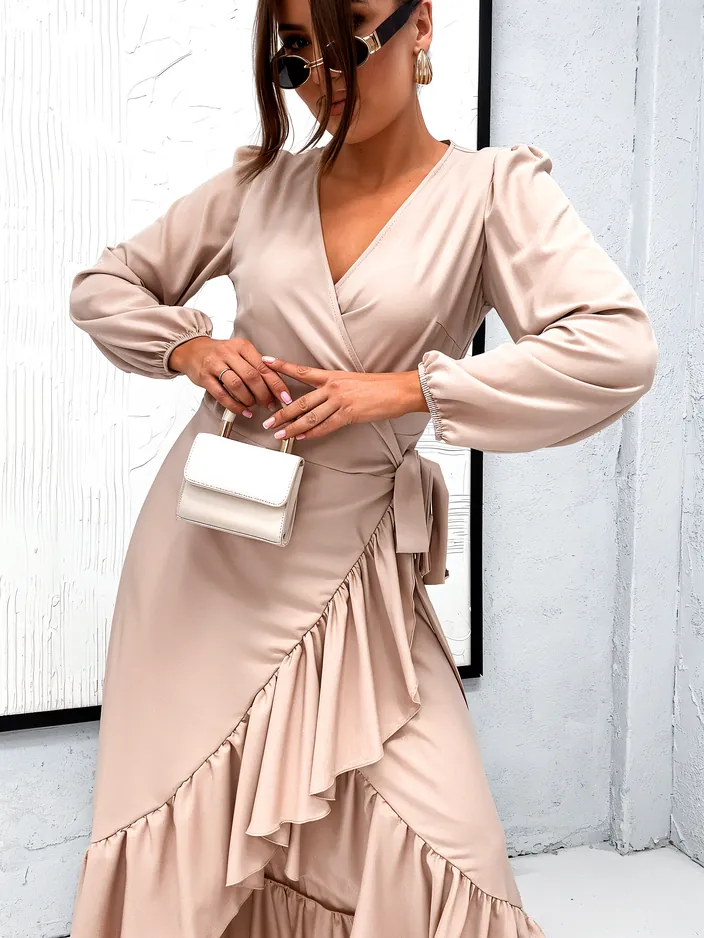 Royalfashion Ženska midi obleka z volančki