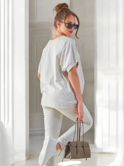 Royalfashion Ženski bombažni komplet s kratkimi rokavi in ravnimi hlačami