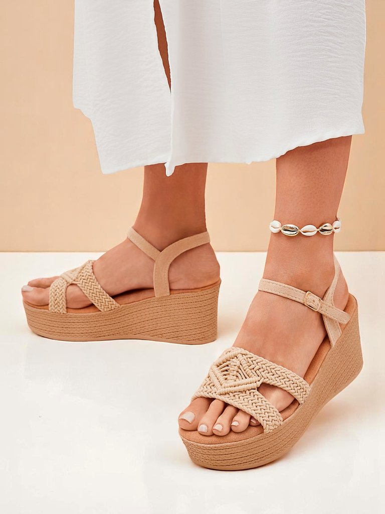 Royalfashion Ženske pletene sandale z na peto Sunny Day