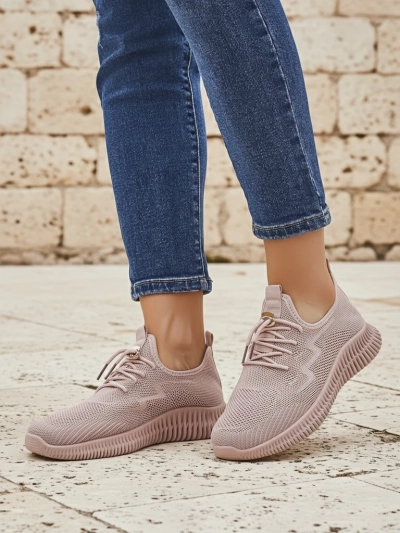 Aurelia Rosa – ženski športni čevlji Royalfashion iz tkanine, roza, ravna peta