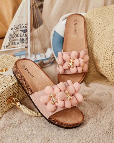 Royalfashion Ženske japonke z zlatimi medvedki in rožami Isaralle