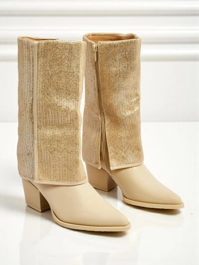 Ženski gležnarji iz eko usnja s peto in okrasnim zgornjim delom Virelia