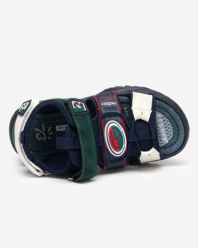 Royalfashion Granatowo-zielone chłopięce sandały na rzepy Roserro