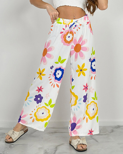 Royalfashion Ženske široke hlače s cvetličnim vzorcem