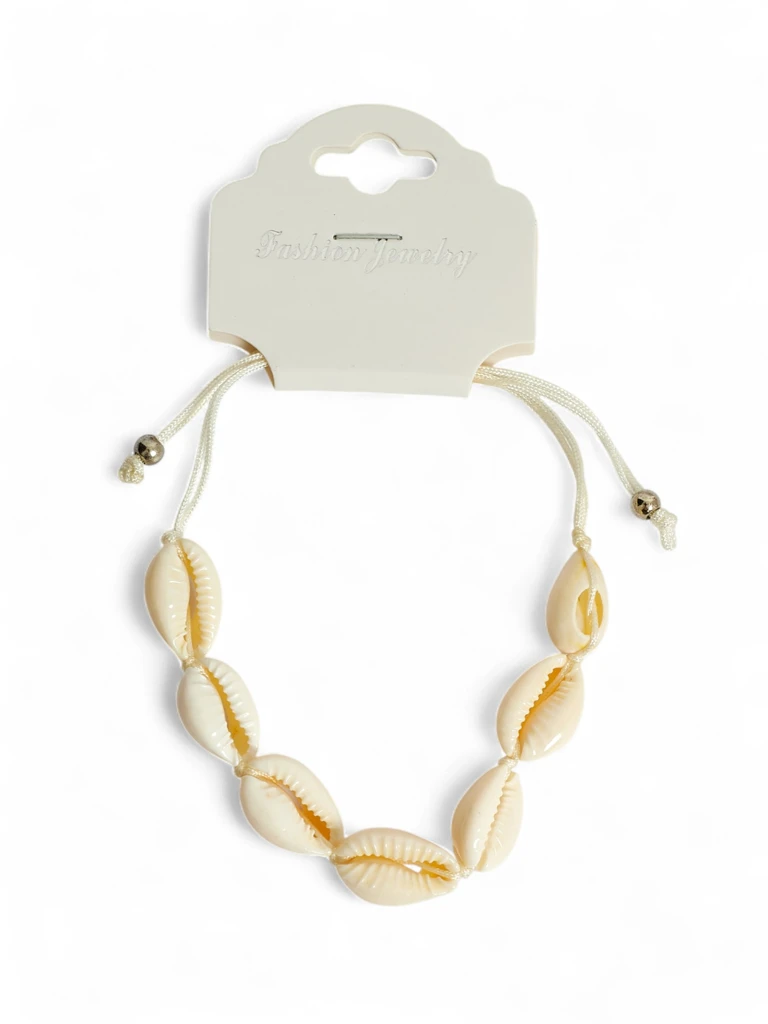 Ženska zapestnica s školjkami in nastavitvijo