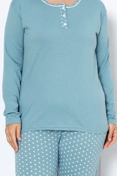 Royalfashion Ženske bombažne pižame 2-delni komplet s pikami PLUS SIZE