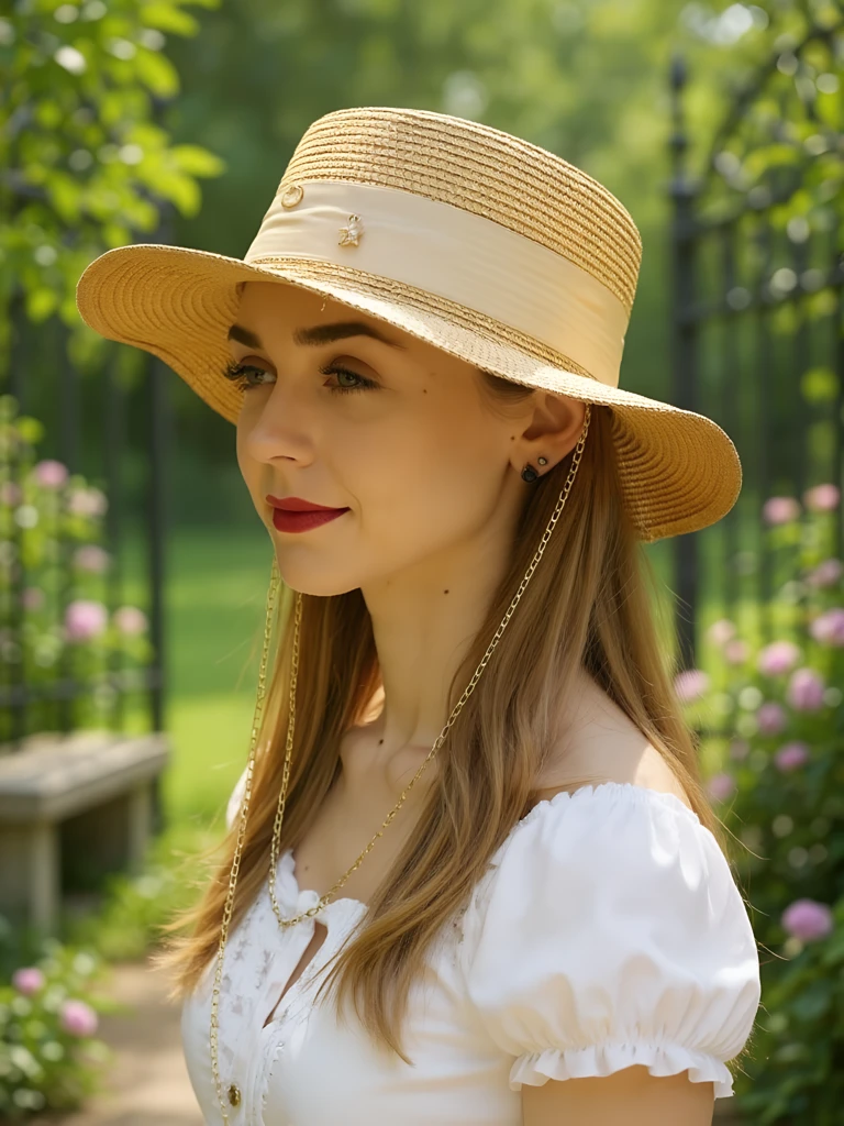 Royalfashion Ženski slamnat klobuk Grace z okrasnim trakom