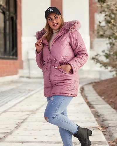 Royalfashion Ženska obojestranska jakna v roza barvi