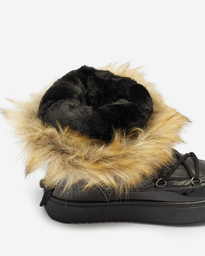 Royalfashion Damskie lakierowane buty a'la śniegowce w czarnym kolorze Fursav