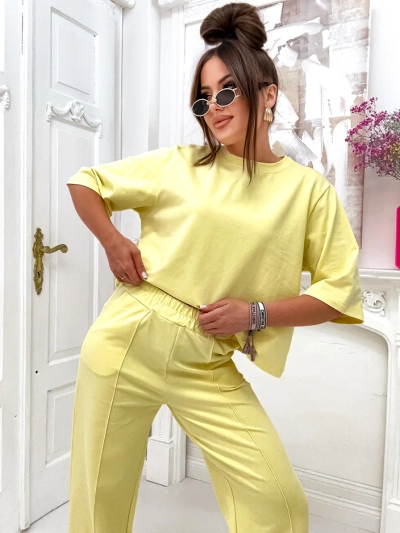 Royalfashion Ženski bombažni komplet s širokimi hlačami