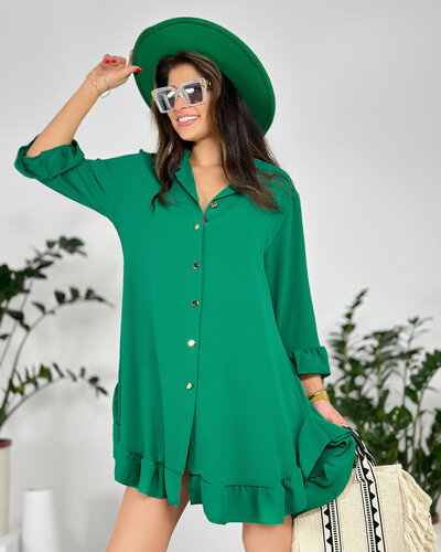 Royalfashion Ženska oversize obleka z volanom