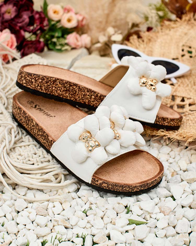 Royalfashion Ženske japonke z zlatimi medvedki in rožami Isaralle