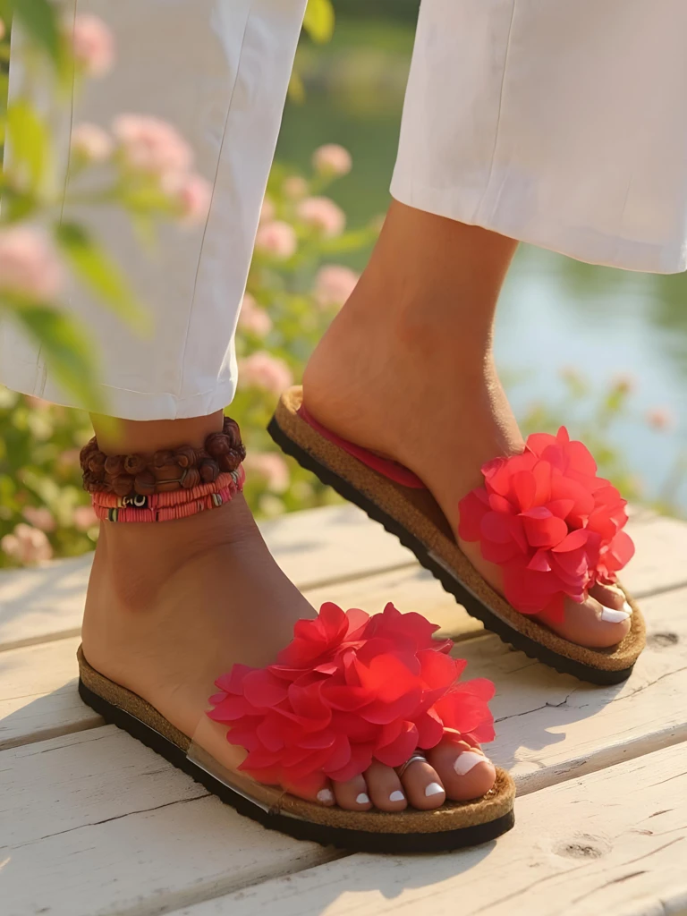 Royalfashion Ženski natikači s cvetlicami Flora Soft