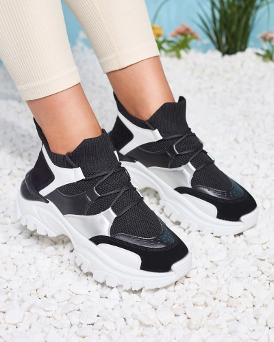 Royalfashion Biało- czarne sportowe sneakersy damskie Ziragga