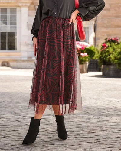 Royalfashion Modelirana midi krila za žene s tilom