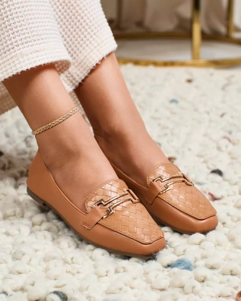 Royalfashion Camelowe damskie mokasyny Bulerol