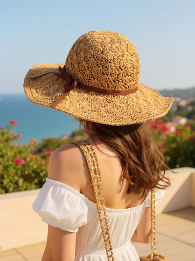 Royalfashion Ženski slamnik z mašno Belle