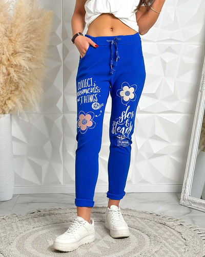 Royalfashion Ženske hlače iz blaga z napisom