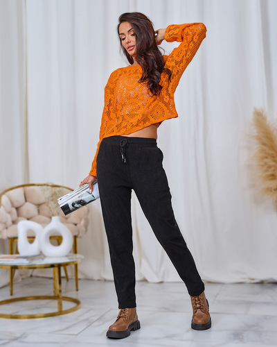 Royalfashion Črne ženske hlače iz manšete