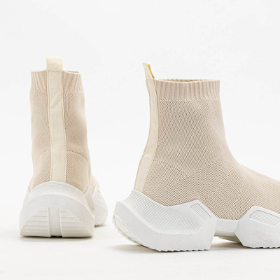 Royalfashion Beżowe damskie wysokie sportowe buty Gohi