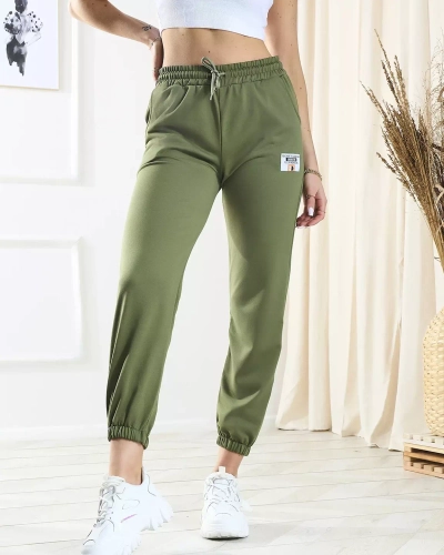 Royalfashion Damskie zielone spodnie dresowe