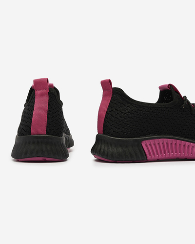 Royalfashion Czarne damskie buty sportowe z fuksjowymi wstawkami Keteti