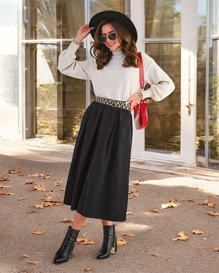 Royalfashion Ženska midi krila a'la pletenina