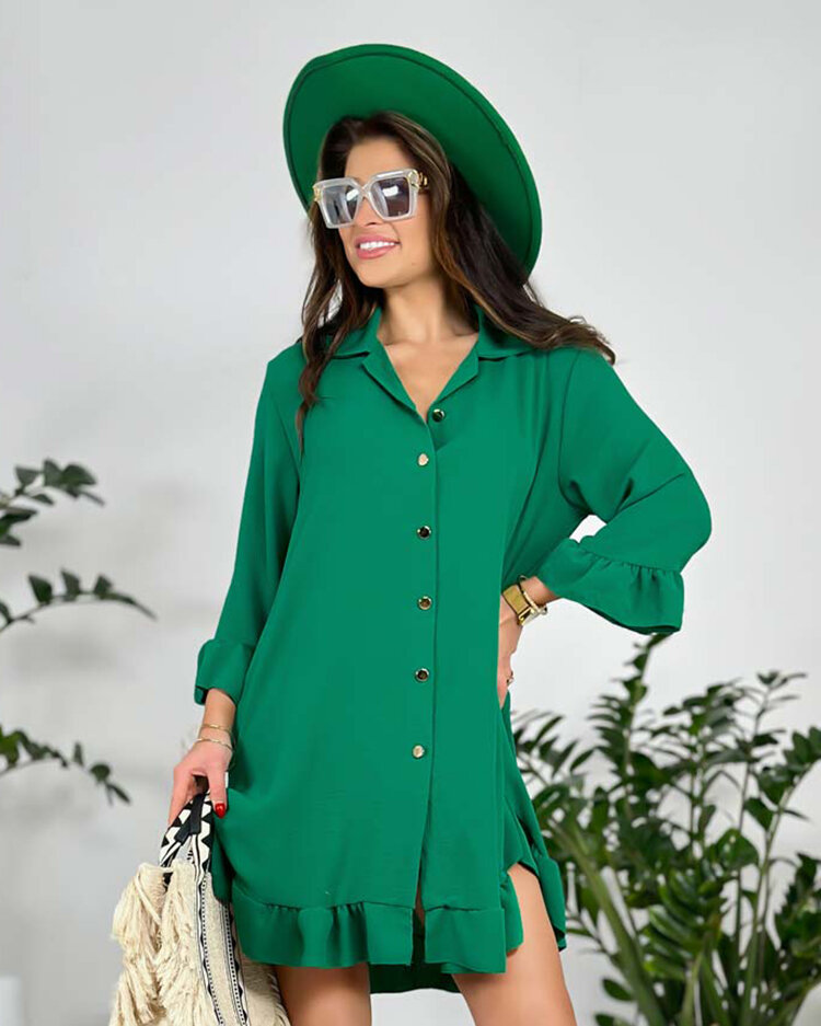 Royalfashion Ženska oversize obleka z volanom