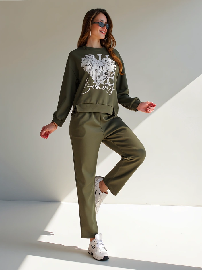 Royalfashion Ženski viskozni komplet s potiskom