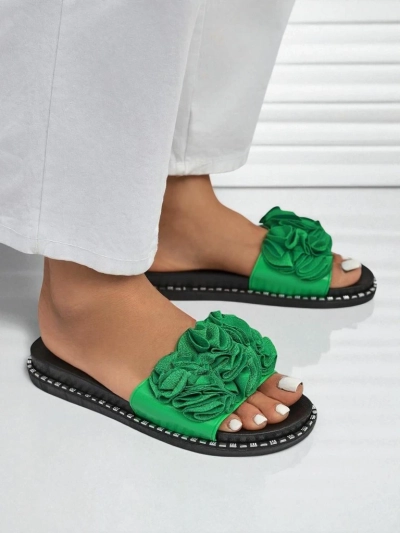 Royalfashion Ženske natikače z ravnim podplatom Flora Verde