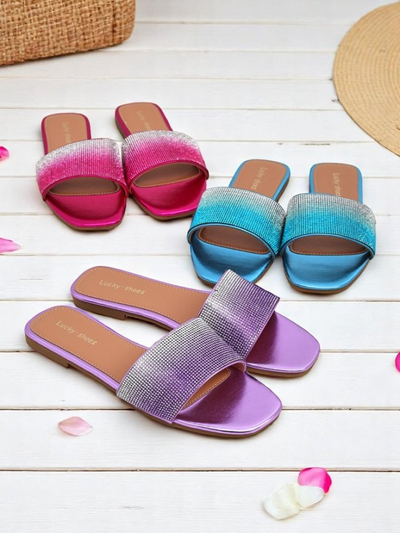 Royalfashion Zapatillas de mujer con circonitas ShinyGlow