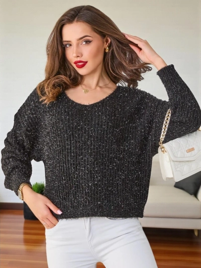 Royalfashion Ženski pulover z bleščečo nitjo