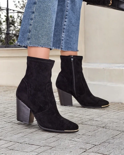 Royalfashion Ženske čizme od eko-suede na svestranoj peti Gris
