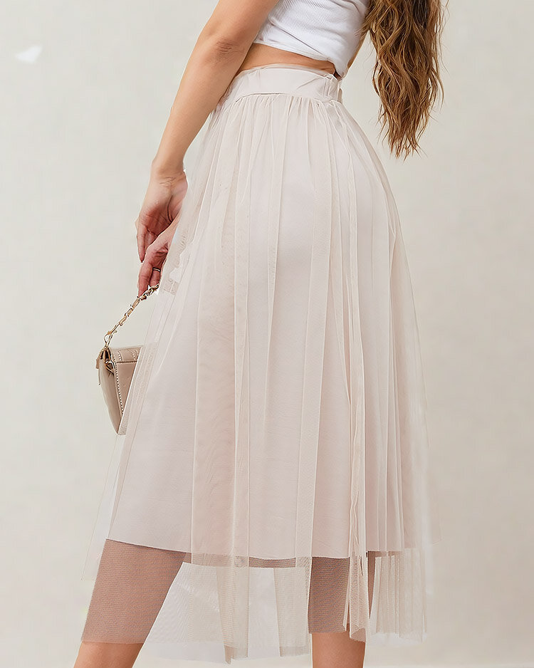 Royalfashion Žensko dvoslojno midi krilo